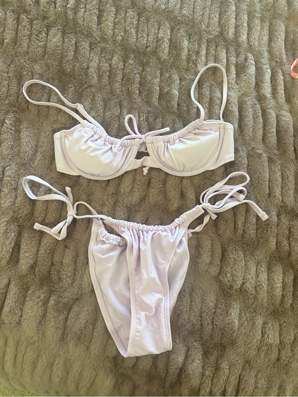 Women's Lavender Tie-Side Bikini Set - Soft Ruched Two-Piece